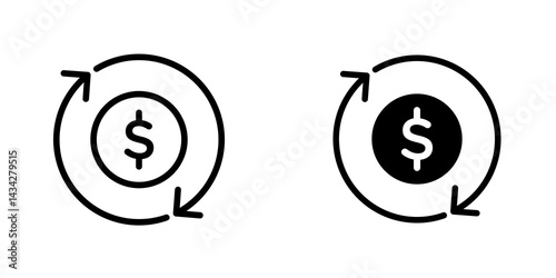 Cash flow icon vector solid logo illustration. Flat and line style for graphic design, Website