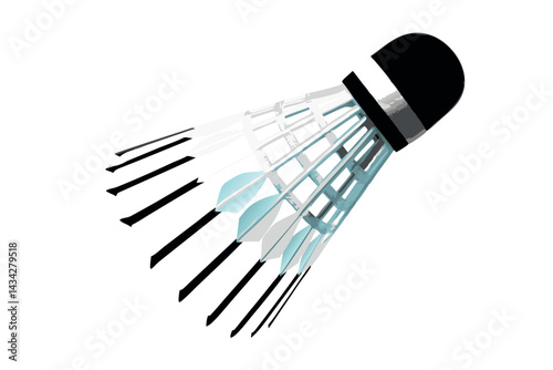 light blue badminton shuttle 3d 4.eps