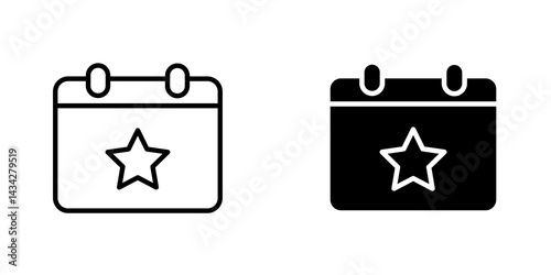 Calendar with event icon vector solid logo illustration. Flat and line style for graphic design, Website