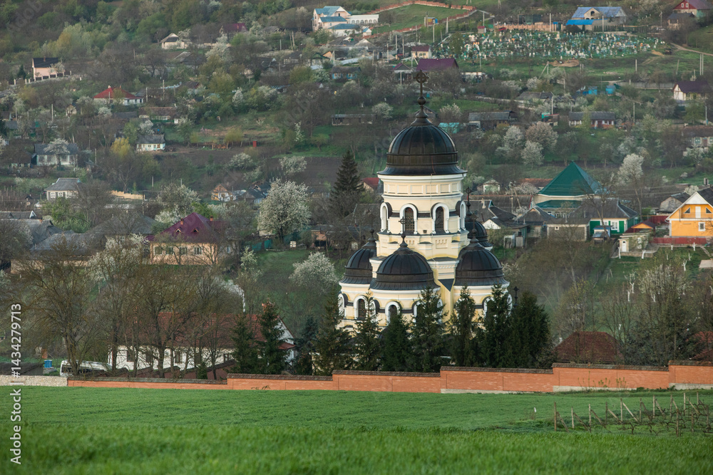 Beautiful rural landscape from the Republic of Moldova. Village life in spring.
