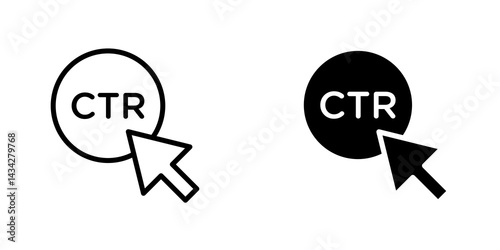 CTR icon vector solid logo illustration. Flat and line style for graphic design, Website