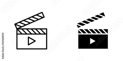 Film clapperboard icon vector solid logo illustration. Flat and line style for graphic design, Website