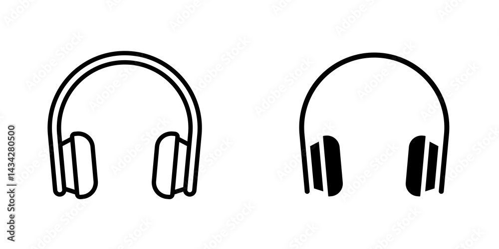 Headset icon vector solid logo illustration. Flat and line style for graphic design, Website Headset icon vector solid logo illustration. Flat and line style for graphic design, Website