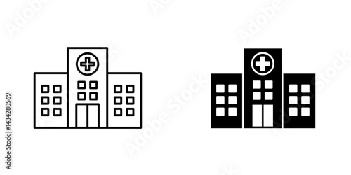 Hospital icon vector solid logo illustration. Flat and line style for graphic design, Website