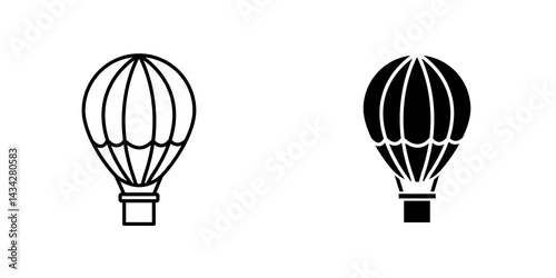 Hot air balloon icon vector solid logo illustration. Flat and line style for graphic design, Website