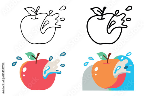 red apple with a water splash showcasing freshness 4.eps
