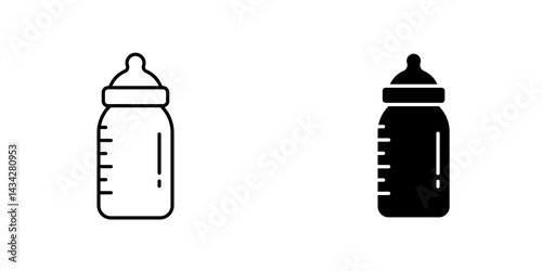 Milk bottle icon vector solid logo illustration. Flat and line style for graphic design, Website