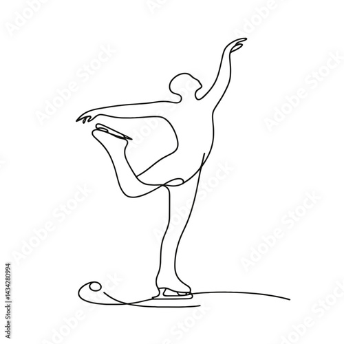 Elegant figure skater performing a graceful pose on ice  