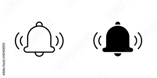 Notification bell icon vector solid logo illustration. Flat and line style for graphic design, Website