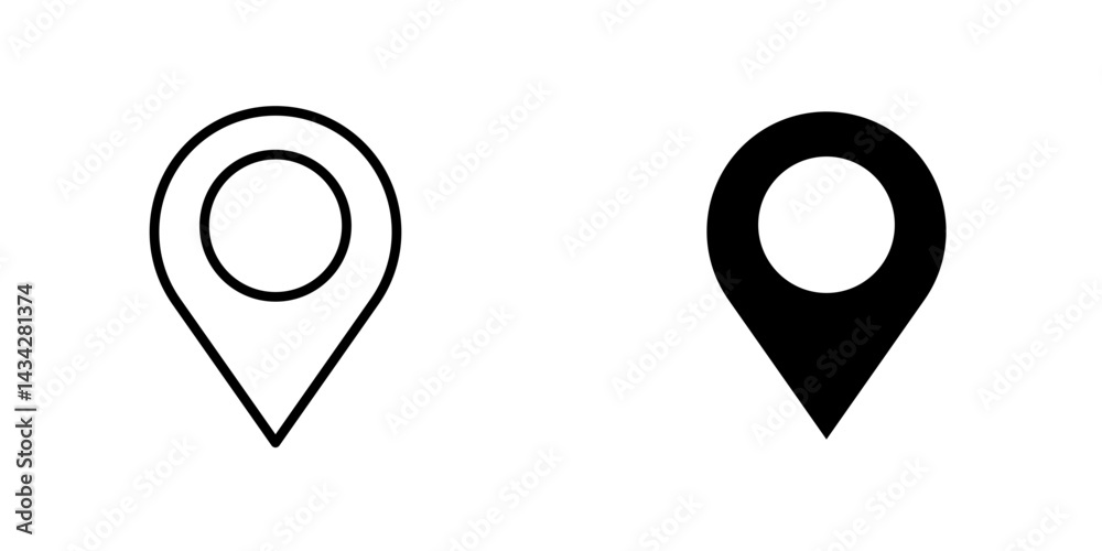 Pin icon vector solid logo illustration. Flat and line style for graphic design, Website