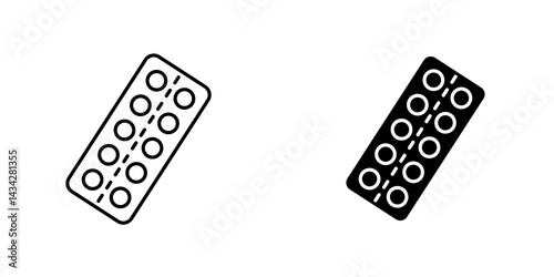 Pill blister pack icon vector solid logo illustration. Flat and line style for graphic design, Website