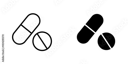 Pills icon vector solid logo illustration. Flat and line style for graphic design, Website