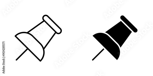 Push pin icon vector solid logo illustration. Flat and line style for graphic design, Website