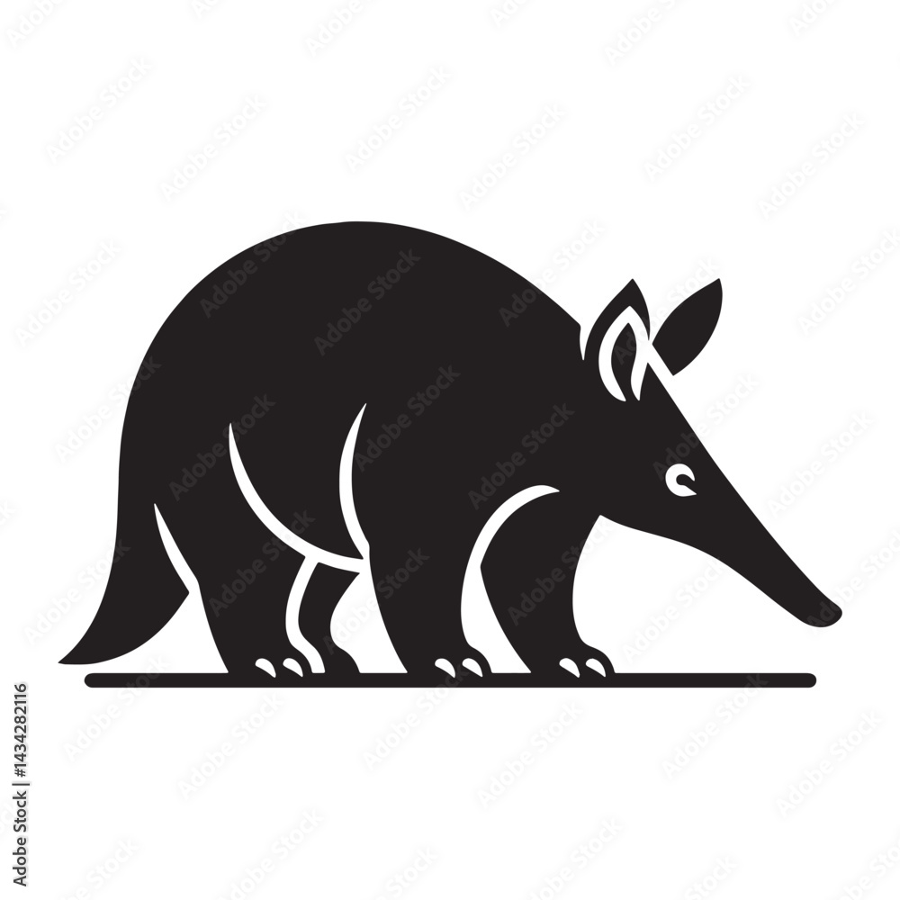 Obraz premium Detailed aardvark silhouette designed for digital branding and logo applications – aardvark silhouette – aardvark vector – aardvark illustration – silhouette of aardvark