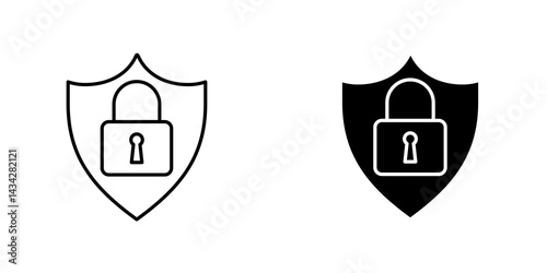 Shield lock icon vector solid logo illustration. Flat and line style for graphic design, Website