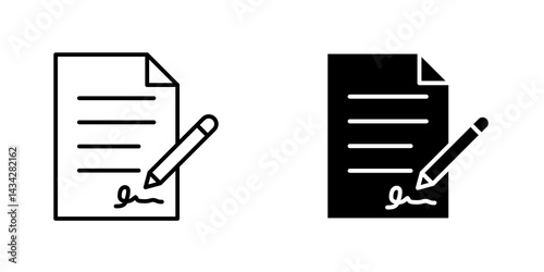 Signed contract icon vector solid logo illustration. Flat and line style for graphic design, Website