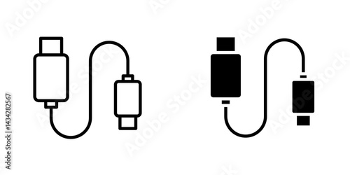USB cable icon vector solid logo illustration. Flat and line style for graphic design, Website