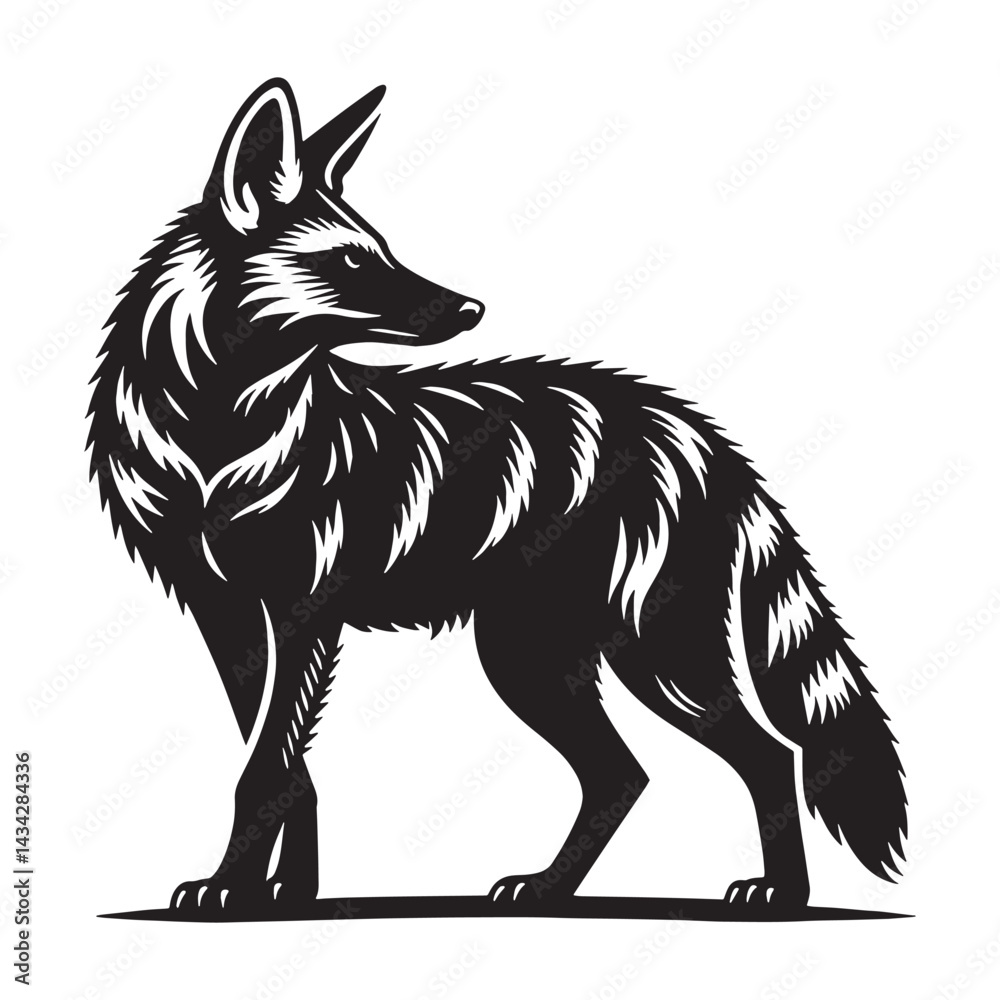 Obraz premium Professional aardwolf silhouette vector ideal for digital art, logo designs, and web graphics – aardwolf silhouette – aardwolf vector – aardwolf illustration – silhouette of aardwolf