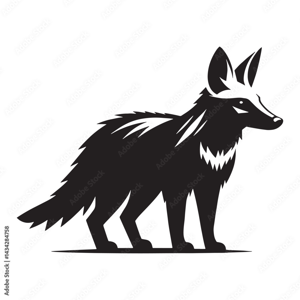 Fototapeta premium Elegant aardwolf silhouette vector for creative logo creation and scalable designs – aardwolf silhouette – aardwolf vector – aardwolf illustration – silhouette of aardwolf