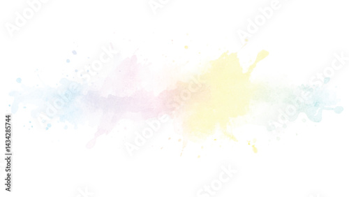 Hand drawn abstract soft pastel watercolor background. Smooth color watercolour painting soft textured on wet white paper background. Soft rainbow color background material