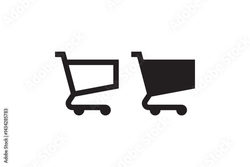 Shopping cart icons in outline and solid style Vector