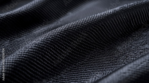 Wallpaper Mural Close-up of textured dark fabric with wavy folds, showing intricate weave. Torontodigital.ca