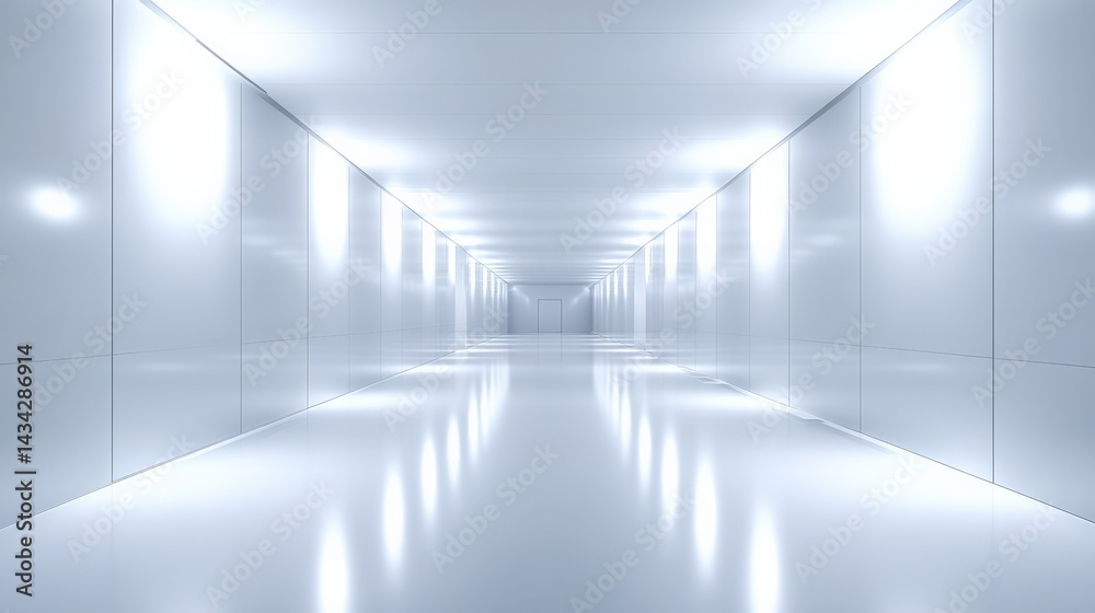 Empty White Corridor in Modern Architecture Empty White Corridor in Modern Architecture