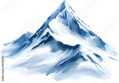 An isolated majestic  mountain with snow covered, vector
