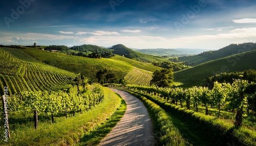 Wallpaper Mural Winding Path Through Lush Green Vineyard Hills Torontodigital.ca