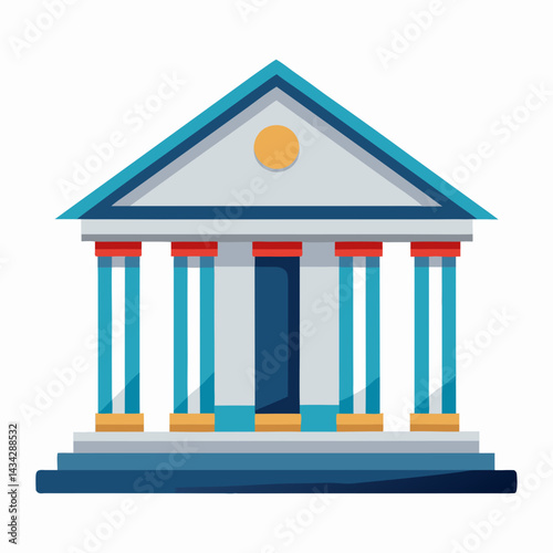 Bank Building Outline Icon Financial Institution Banking Architecture Facade Vector