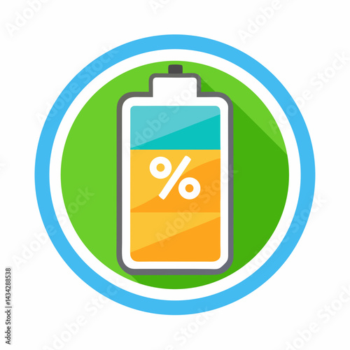 Battery Charging Percentage Icon Energy Indicator Symbol Vector Graphic Illustration