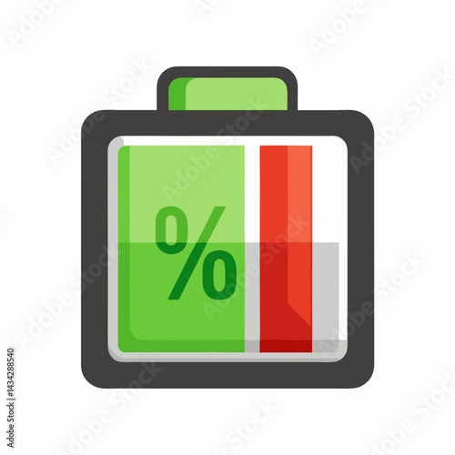 Battery Charging Indicator Icon With Low Power Status Indicated