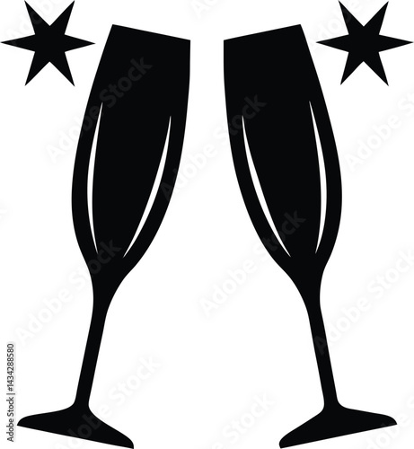 champagne glasses on black background