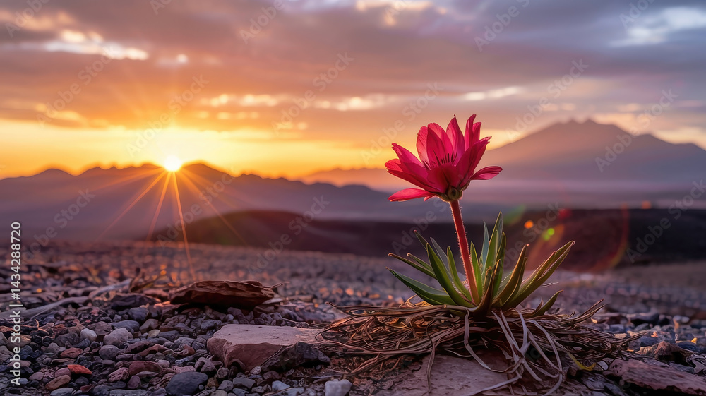 Desert Flower at Sunset