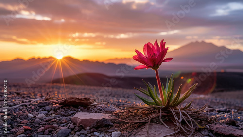 Obraz na płótnie Desert Flower at Sunset w salonie