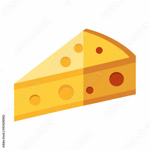 Vector Illustration Of A Cheese Wedge With Holes On A White Background
