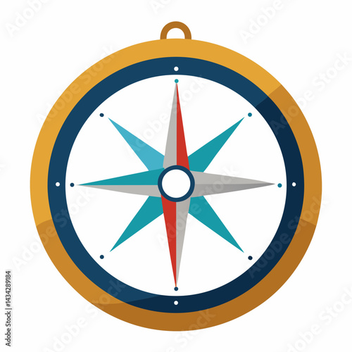Flat Design Compass Icon Illustration For Navigation And Exploration Concepts