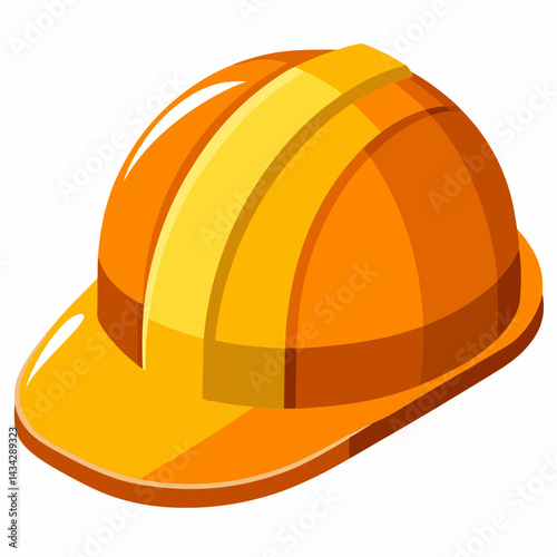 Yellow Construction Safety Helmet With Stripes Isolated On White Background Vector
