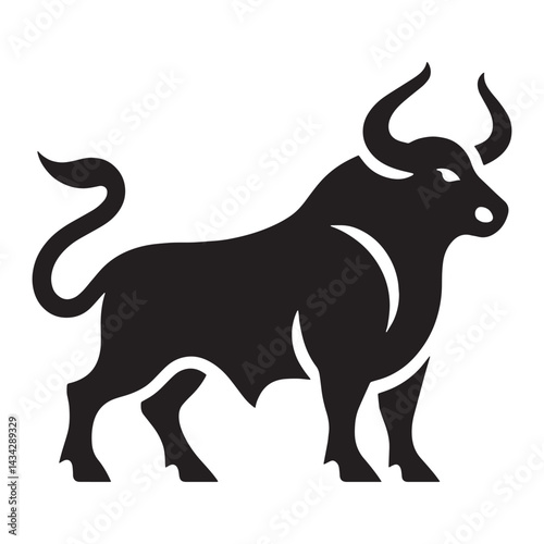 Striking angry ox silhouette ideal for high-contrast branding and scalable web designs – angry ox silhouette – angry ox vector – angry ox illustration – silhouette of angry ox

