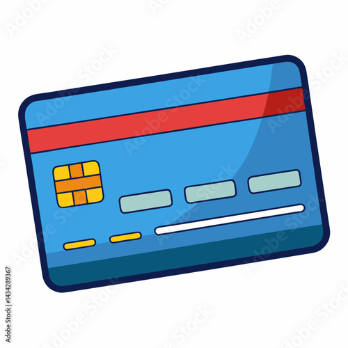 Stylized Blue Credit Card Icon For Finance And Business