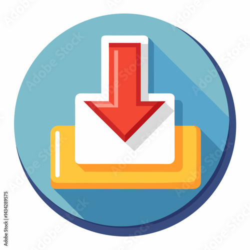 Download Icon Flat Design Style Red Arrow Symbol Illustration