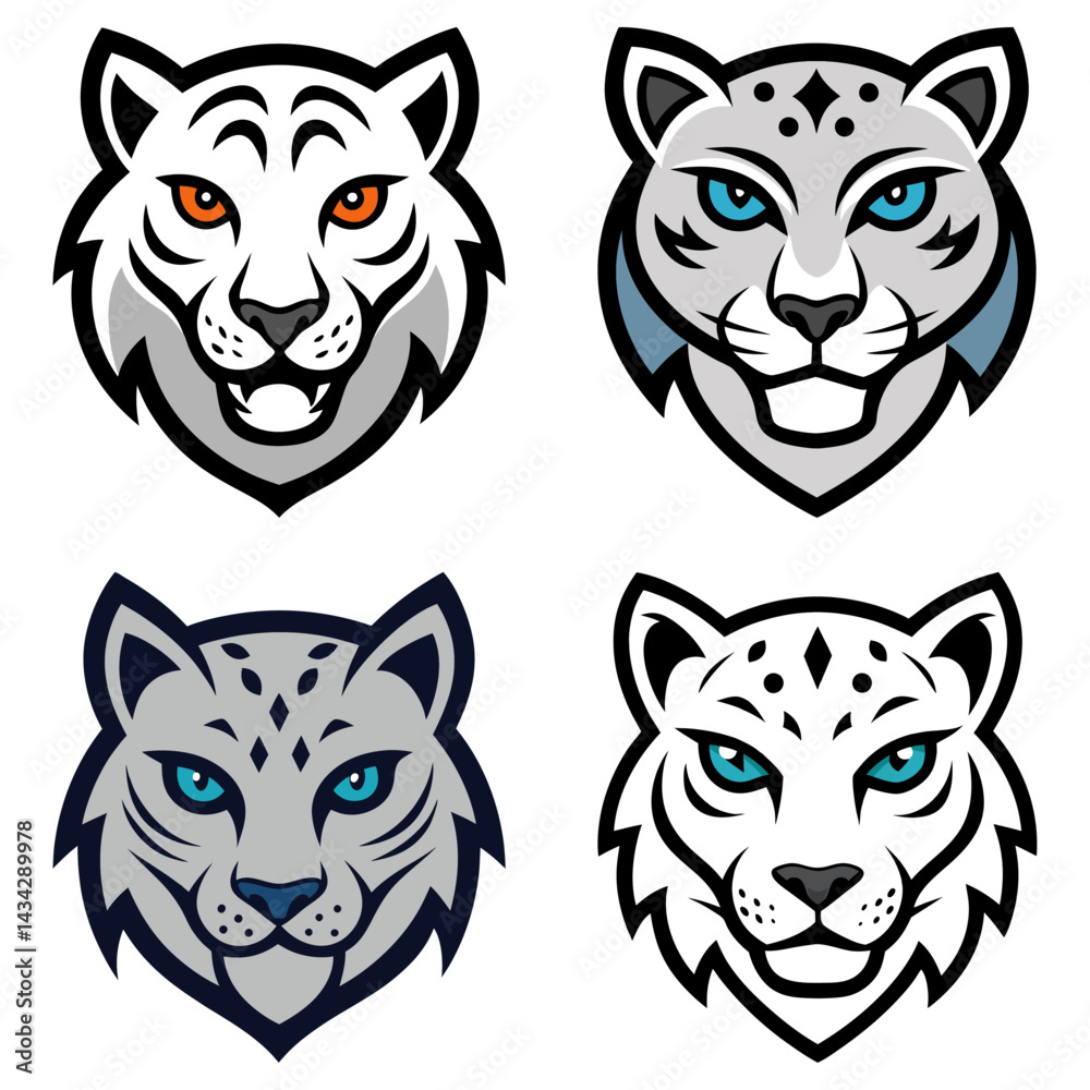 Fototapeta premium Snow Leopard head mascot logo design vector