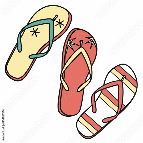 Colorful Cartoon Flip Flops Vector Illustration For Summer Vacation Vibes