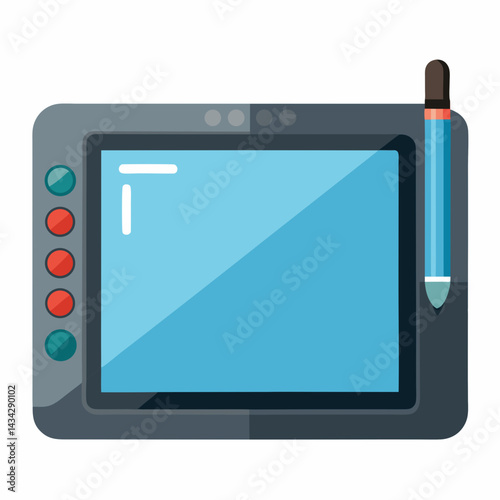 Graphic Tablet Vector Illustration With Digital Pen Isolated On White Background