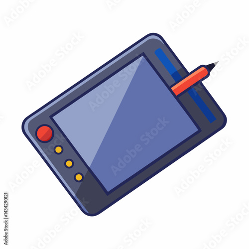 Digital Graphic Tablet With Pen For Design On White Background