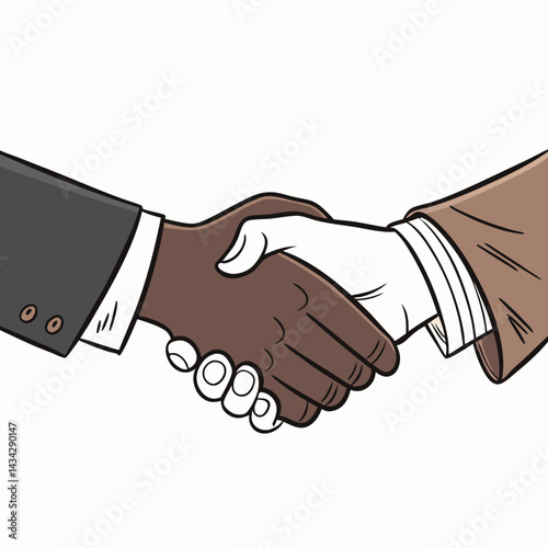 Diverse Business Handshake Illustration Showing Cooperation And Partnership Agreement