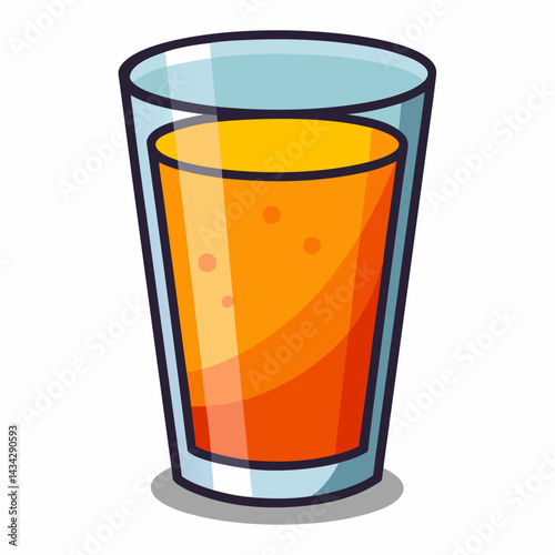Glass Of Orange Juice Fresh Healthy Drink Illustration Vector Graphic