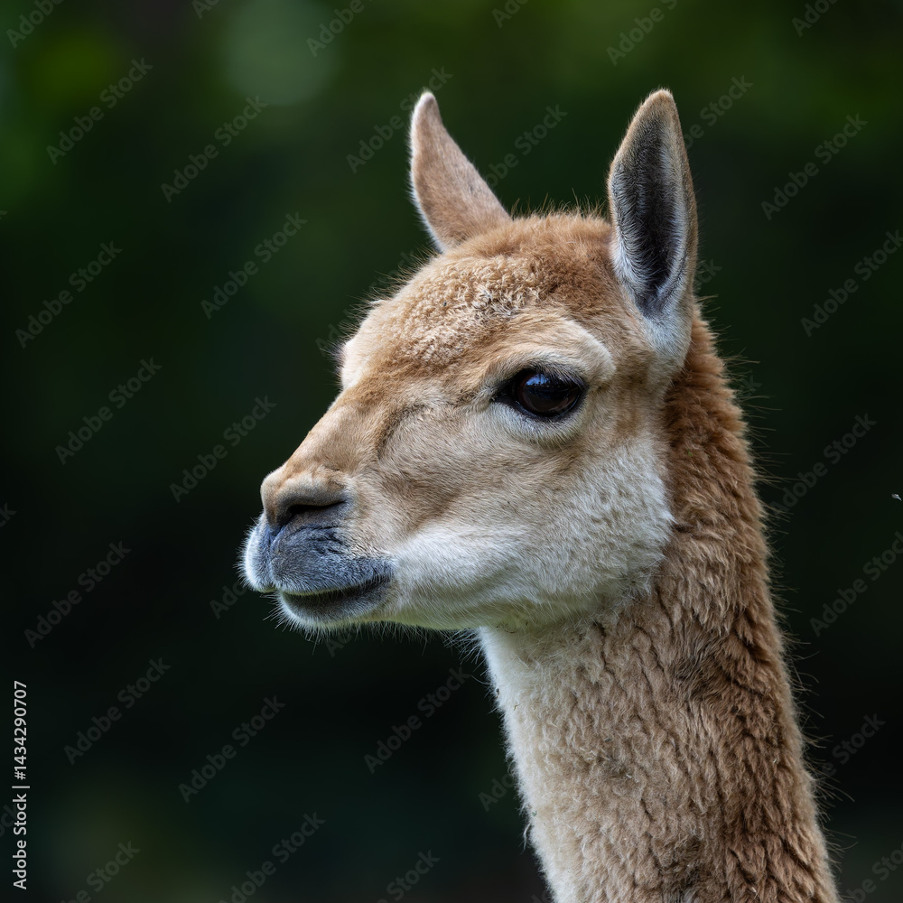 Vicunas, Vicugna Vicugna, relatives of the llama in a German park