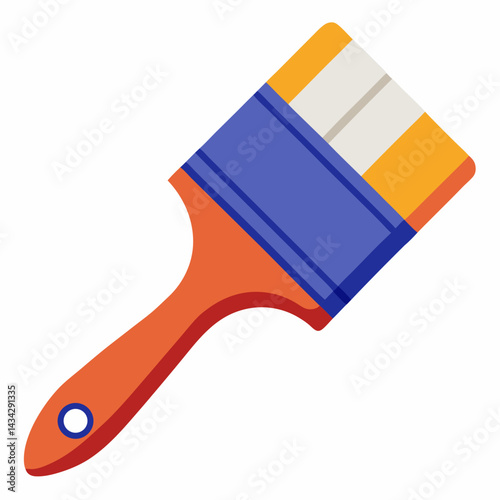 Paintbrush Illustration With Orange Handle And Blue With Yellow Tip