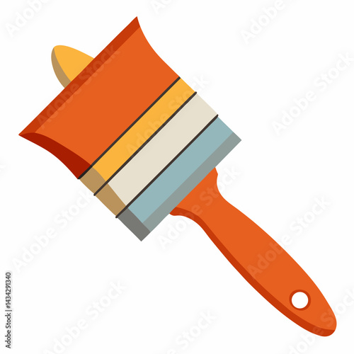 Orange Paint Brush Icon For Painting Or Home Improvement Projects